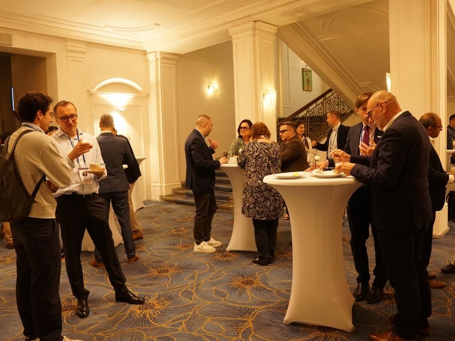 Delegates at standing tables during the coffee break at Hotel KINGS COURT, Prague, 2026 edition of the Global Future of BPO, Shared Services & GBS Conference